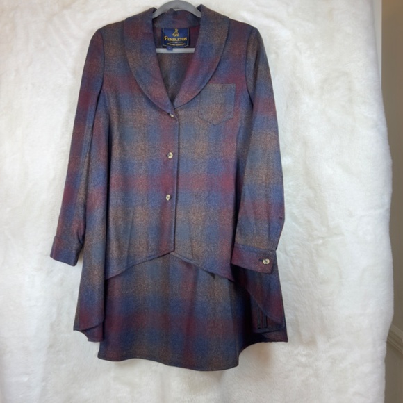 A0092 PANDLETON OPENING CEREMONY PLAID  CAPE /JACKET/LIGHT  WOOL COAT   M - Picture 1 of 11